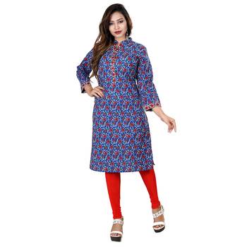 Blue printed cotton kurti 1