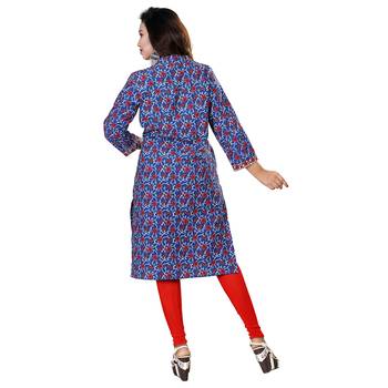 Blue printed cotton kurti 2