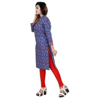 Blue printed cotton kurti 3
