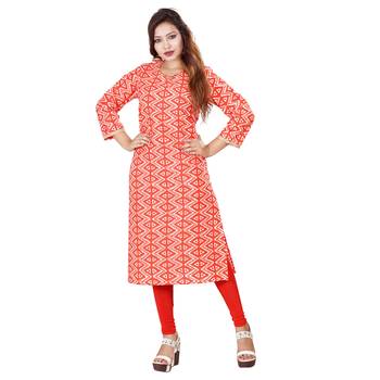 Red printed cotton kurti 1