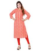 Red printed cotton kurti