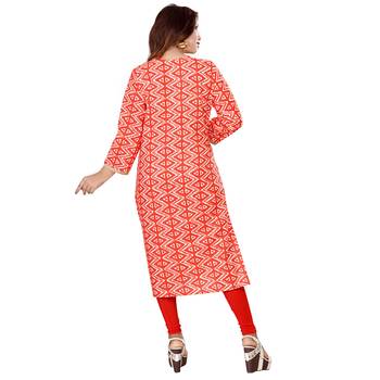 Red printed cotton kurti 2