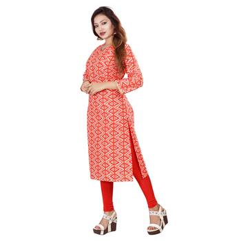 Red printed cotton kurti 3