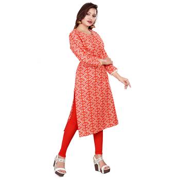 Red printed cotton kurti 4