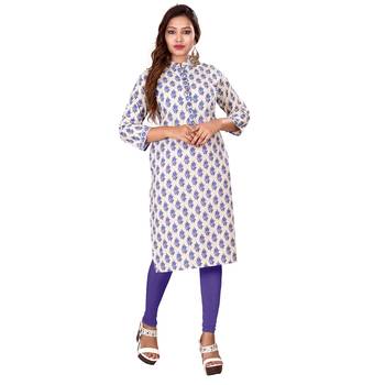 Blue printed cotton kurti 1