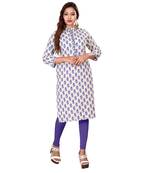 Blue printed cotton kurti