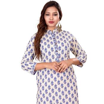 Blue printed cotton kurti 4