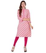 Pink printed cotton kurti