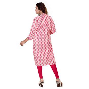 Pink printed cotton kurti 2