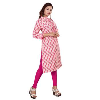 Pink printed cotton kurti 3