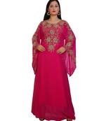 Pink Georgette Embroidered Zari Work Islamic-Kaftans