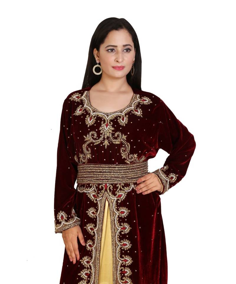 Multicolor Georgette Embroidered Zari Work Islamic-Kaftans