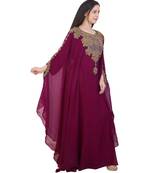 Magenta Georgette Embroidered Zari Work Islamic-Kaftans