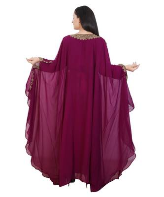 Magenta Georgette Embroidered Zari Work Islamic-Kaftans 3