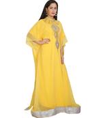 Yellow Georgette Embroidered Zari Work Islamic-Kaftans