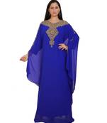 Royal-Blue Georgette Embroidered Zari Work Islamic-Kaftans