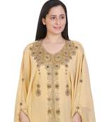 Beige Georgette Embroidered Zari Work Islamic-Kaftans