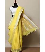 Yellow Hand Woven Linen Saree With Blouse