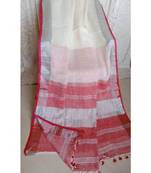 White Hand Woven Linen Saree With Blouse