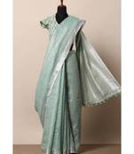 Green Hand Woven Linen Saree With Blouse