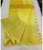 Yellow Hand Woven Linen Saree With Blouse