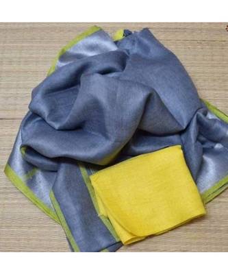 Grey Hand Woven Linen Saree With Blouse 1