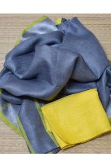Grey Hand Woven Linen Saree With Blouse