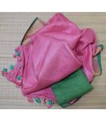 Pink Hand Woven Linen Saree With Blouse