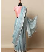 Grey Hand Woven Linen Saree With Blouse