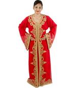 Red Georgette Embroidered Zari Work Islamic-Kaftans