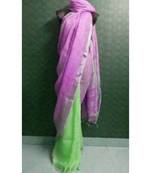 Pink Hand Woven Linen Saree With Blouse