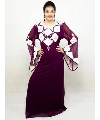 Magenta Georgette Embroidered Zari Work Islamic-Kaftans 1