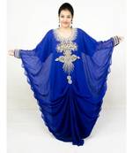 Royal-Blue Georgette Embroidered Zari Work Islamic-Kaftans