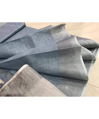 Grey Hand Woven Linen Saree With Blouse 1