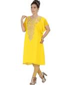 Yellow Georgette Embroidered Zari Work Islamic-Kaftans