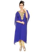 Royal-Blue Georgette Embroidered Zari Work Islamic-Kaftans