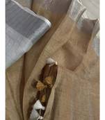 Brown Hand Woven Linen Saree With Blouse