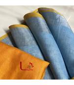 Turquoise Hand Woven Linen Saree With Blouse