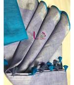 Grey Hand Woven Linen Saree With Blouse