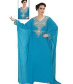 Turquoise Georgette Embroidered Zari Work Islamic-Kaftans