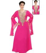 Pink Georgette Embroidered Zari Work Islamic-Kaftans