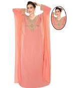 Pink Georgette Embroidered Zari Work Islamic-Kaftans