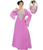 Pink Georgette Embroidered Zari Work Islamic-Kaftans