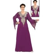 Magenta Georgette Embroidered Zari Work Islamic-Kaftans