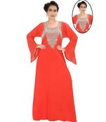 Orange Georgette Embroidered Zari Work Islamic-Kaftans