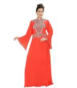Orange Georgette Embroidered Zari Work Islamic-Kaftans