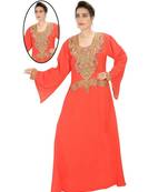 Orange Georgette Embroidered Zari Work Islamic-Kaftans