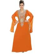 Orange Georgette Embroidered Zari Work Islamic-Kaftans