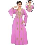 Pink Georgette Embroidered Zari Work Islamic-Kaftans