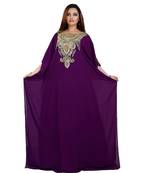 Purple Georgette Embroidered Zari Work Islamic-Kaftans